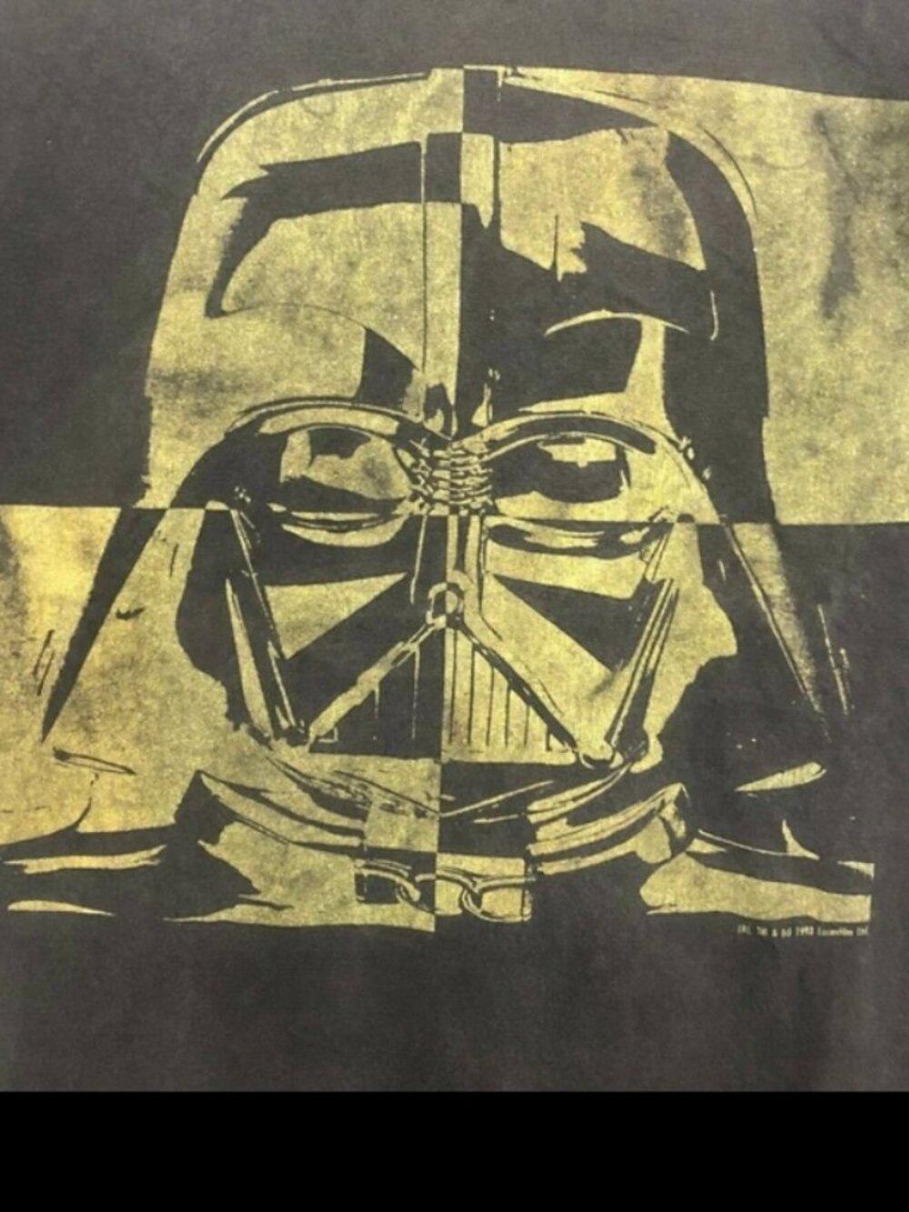 90s Vintage Star Wars Darth Vader T shirt Gold Glitter XL Oneita 1993